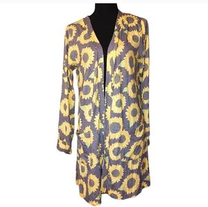 Simply southern Heather Gray With Butter Yellow sunflowers cardigan
